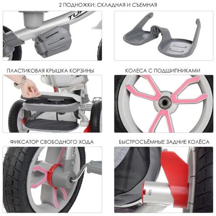  ⁇  Велосипед-коляска дитячий триколісний Turbo Trike M 4058-15 рожевий