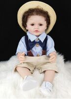 Лялька ХЛОПЧИК 55 см (без капелюшка!) ручної роботи вінілова Reborn Baby Doll зі справжнім волоссям та красивими очима