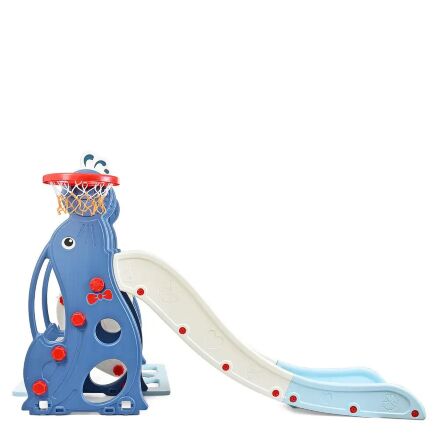 Дитяча пластикова гірка Гойдалка BAMBI WM19020-4 з баскетбольним кільцем біло-блакитна**