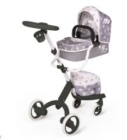 Коляска для ляльок DeCuevas 81535 Лялькова коляска трансформер 3в1 з сумкою серії Скай (ручка регулюється)