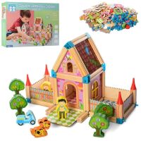 Дерев'яна Розвиваюча іграшка MD 2424 "МІСТО" Будиночок Транспорт Фігурки (268 деталей)**