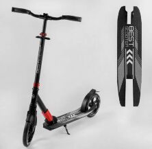 Алюмінієвий двоколісний самокат "Best Scooter" 11391 Складаний з амортизатором / чорний