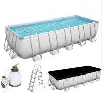 Каркасний прямокутний басейн BESTWAY 5612B розмір 640-274-132 см об'єм 19280л з фільтр-насосом Драбина
