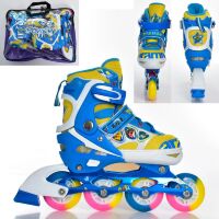 Розсувні ролики A12130-L-BL алюмінієва рама/розмір 38-41 устілка 21.5 см/колеса ПУ 70 мм/сині