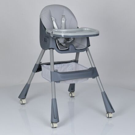 Стільчик для годування Bambi M 5722 з кошиком на роликах Сірий