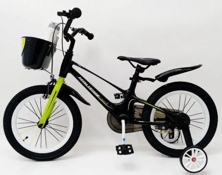 Велосипед дитячий двоколісний ROYAL VOYAGE 16-SHADOW колеса 16 дюймів Магнієва рама чорно-салатовий