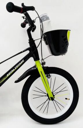 Велосипед дитячий двоколісний ROYAL VOYAGE 16-SHADOW колеса 16 дюймів Магнієва рама чорно-салатовий
