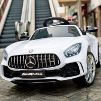 Дитячий електромобіль Машина Mercedes M 4181EBLR-1 одномісний, шкіряне сидіння, MP3 / білий