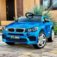 Дитячий електромобіль Машина M 4299EBLRS-4 BMW чотири мотори, шкіряне сидіння, MP3, USB, світло, синій фарбований