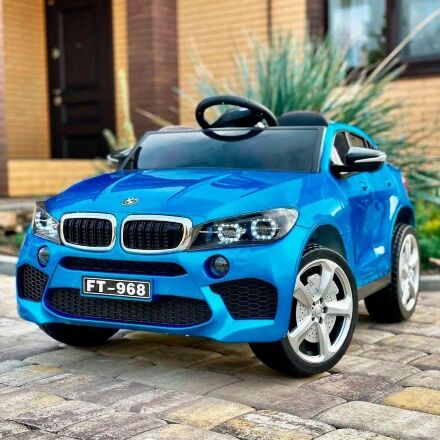 Дитячий електромобіль Машина M 4299EBLRS-4 BMW чотири мотори, шкіряне сидіння, MP3, USB, світло, синій фарбований