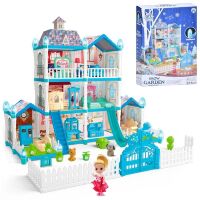 Ляльковий будиночок пластик 556-64 Будинок для ляльок 3 поверхи, лялька 10 см, тварини, меблі, світлові ефекти