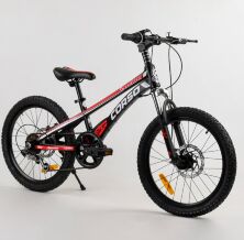Дитячий спортивний магнієвий велосипед 20 дюймів Corso MG-29535 "Speedline" Shimano 7 швидкостей, чорний