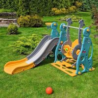 Дитяча пластикова гірка Гочель BAMBI WM19020-5 з баскетбольним кільцем сіро-жовта**