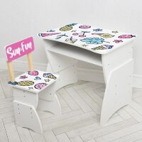 Дитяча парта регульована шкільна зі стільцем 905-130-1Б Фрукти біла**