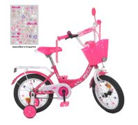 Дитячий двоколісний сталевий велосипед колеса 12 дюймів Profi Y1213-1 Princess Малиновий з кошиком**