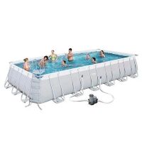 Каркасний прямокутний басейн BESTWAY 56474 розмір 732-366-132 см об'єм 30045 л з фільтр-насосом Драбина