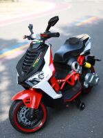 Дитячий електромобіль мотоцикл M 5744EL-3  Скутер зі шкіряним сидінням, MP3, TF, USB, колеса EVA / червоний