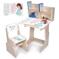 Дитяча регульована парта зі стільцем розтишка N 2071-8-2 "Дівчинка" таблиця множення, венге світлий