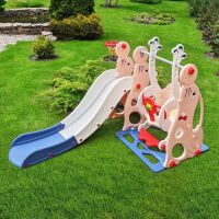 Дитяча пластикова гірка Гойдалка BAMBI WM19020-8 з баскетбольним кільцем персиково-синя**