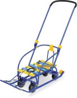 Дитячі Санки трансформер Nikki 3 з колісною базою і батьківською ручкою. Сани Сині