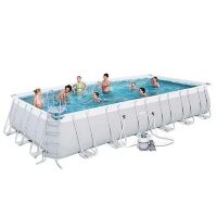 Каркасний прямокутний басейн BESTWAY 56475 розмір 732-366-132 см об'єм 30045 л з фільтр-насосом Драбина
