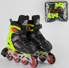 Дитячі Розсувні Ролики 90015-M Best Roller розмір 34-37 колеса PVC / переднє колесо світло / салатові