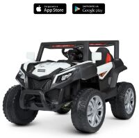 Дитячий двомісний електромобіль Джип 4WD M 4829EBLR-1 Баггі на м'яких колесах / білий