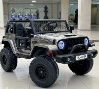 Дитячий двомісний електромобіль Джип M 5780EBLRS-11 Jeep 4 мотора, шкіряне сидіння, світло, сірий фарбування