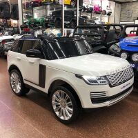 Дитячий двомісний електромобіль Джип M 4175EBLR-1 Land Rover шкіряне сидіння, 4 мотори, білий