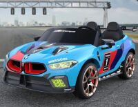 Дитячий двомісний електромобіль M 5849EBLRS-4(24V) машина BMW, шкіряне сидіння, 2 мотори, синій фарбований