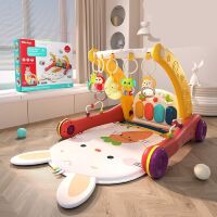 Дитячі ходунки-штовхач 2в1 6016 Ігровий килимок з піаніно, звуком, підсвічуванням, проектором та ін.