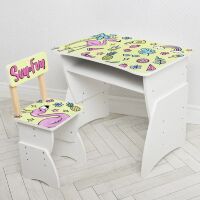 Дитяча парта регульована шкільна зі стільцем 905-131F Фламінго на жовтому тлі**