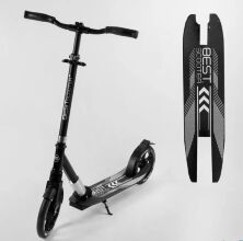 Алюмінієвий двоколісний самокат "Best Scooter" 41629 Складаний з амортизатором / чорно-сірий