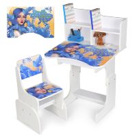 Дитяча регульована парта зі стільцем розтишка N 2071-5-1 "Україночка" українська абетка, біла