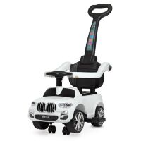 Дитяча каталка-толокар Машинка 2в1 ДЖИП M 4511-1 BMW БМВ з батьківською ручкою і бампером. Музика світло /білий