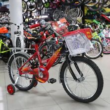 Дитячий двоколісний велосипед Mustang Тачки 20 дюймів з кошиком червоний