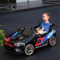 Дитячий двомісний електромобіль M 5849EBLRS-2(24V) машина BMW, шкіряне сидіння, 2 мотори, чорний фарбований