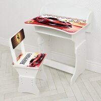 Дитяча парта зі стільчиком HB-301-47-1 регульована по висоті біла / малюнок Машина Ferrari**