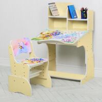 Дитяча регульована парта зі стільчиком растишка Bambi B 2071-54-1(UA) / колір Ведмедик бежевий**