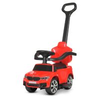 Дитяча Музична каталка толокар 3в1 M 4784L-3 з батьківською ручкою / шкіряне сидіння / MP3 / червоний**