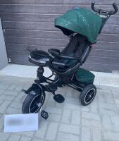Дитячий велосипед Коляска триколісний з батьківською ручкою Turbo Trike М 5448HANS-4ST Зелений Зірочки