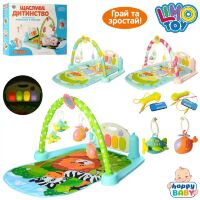 Розвиваючий килимок для немовляти LIMO TOY M 5472 ABC Дуга з підвісками / музика та світло + MP3 та мікрофон /3 види