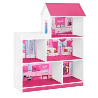 Будиночок стелаж, полиця для іграшок і книг HB-305-4 біло-малиновий Барбі