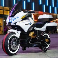 Дитячий електро-мотоцикл M 5830EBL-1 Трицикл шкіряне сидіння, 2 мотори, USB, MP3, TF, bluetooth, білий