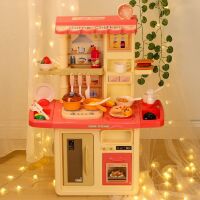 Дитяча велика ігрова кухня 84 см 688-8 інтерактивна (плита, вода, пара, світло, звук) рожева