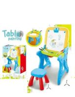 Дитячий двосторонній мольберт 2в1 8815-8816 Столик і стільчик маркери крейди Блакитний**