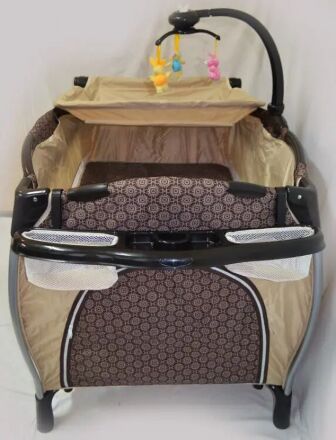 Дитячий манеж-ліжко з пеленатором SIGMA F-R-W прямокутний з ігровою каруселлю / бежевий