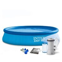 Надувний сімейний круглий басейн INTEX 28132 з фільтр-насосом / розмір 366-76см об`єм 5621л