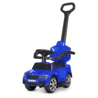 Дитяча Музична каталка толокар 3в1 M 4784L-4 з батьківською ручкою / шкіряне сидіння / MP3 / синій**