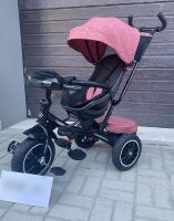 Дитячий велосипед Коляска триколісний з батьківською ручкою Turbo Trike М 5448HANS-6SP Рожевий Зірочки